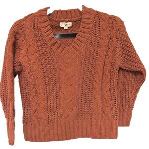 Poof Knit Sweater girls Medium Rust Color NWOT Measure: L 19"Sleeve 16" Chest 17